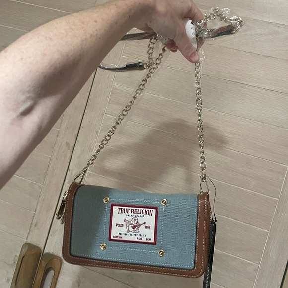 True Religion Double Zipper Denim Crossbody - Picture 4 of 6